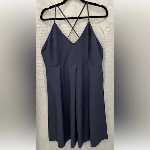 NWT Size 14 XXL Navy Blue Sleeveless v neck Strappy Cocktail Dress Pockets - Picture 2 of 7